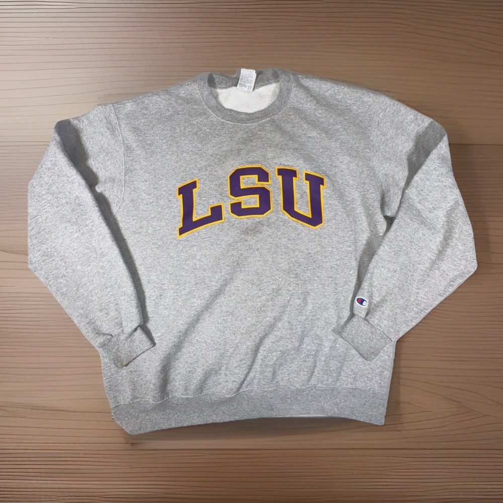 Champion LSU College Louisiana State University Purple Spell out Sz XL Vintage